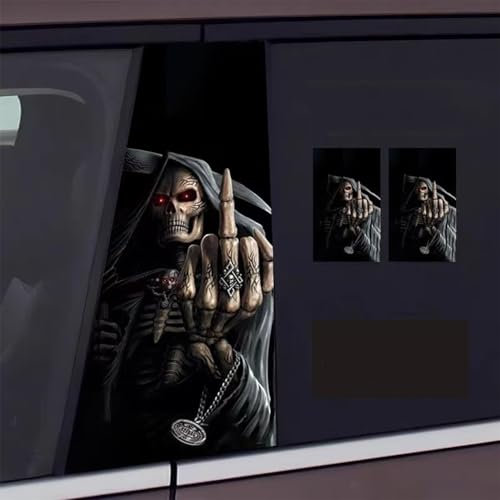 AFGQIANG 2Pcs Car Center Pillar Skull, HD Printed PVC, Halloween Cars Body Horror, Personalized Skull Car Sticker