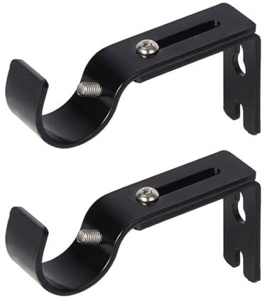 Verstellbare Wandhalterung, 2 Stück Gardinenstangen Halter, Metall Gardinenstange Halterungen Vorhangstange Halterung, Gardinenstangen Wandhalterung mit Schrauben für Gardinenstangen (Schwarz)