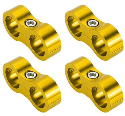 Hihaha Schlauchtrenner-Klemmenadapter Aluminiumlegierung 16mm 4 Stück | Goldton, Aluminiumlegierung, Spezifikation: AN8, Innendurchmesser: 16 mm, Abmessungen: 50x23 mm