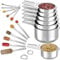 Stainless Steel Measuring Cups & Spoons Set of 18, Includes 7 Nesting Cups, 6 Rectangular & 5 Tiny Measuring Spoons Fits Narrow Spice Jars, Kitchen Gadgets for Cooking & Baking