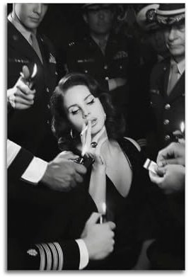 CHIMOSHEJI Lana Del Rey Schwarz-Weiß-Poster, Wandkunst, dekoratives Gemälde, Schlafzimmer, Gemälde, Poster, 30 x 45 cm, ungerahmter Stil