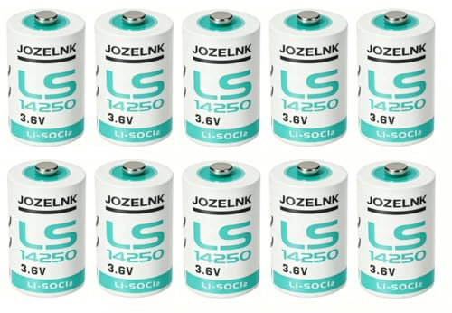 JOZELNK 10 Stück 3,6 V LS14250 1/2 AA Lithium-Batterien, Verwendung für Hundehalsband, Uhr, R9 Leine, 14250 SPS-Sicherheitssystemgerät, intelligentes Ölmessgerät