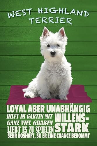 mrdeco Blechschild 12x18cm gewölbt West Highland Terrier Hund Deko Geschenk Schild