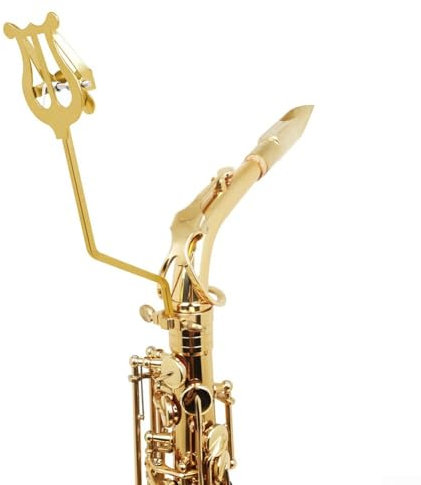 Saxophon-Notenständer, Marsch-Notenhalter, Saxophon, hält Noten sicher an Ort und Stelle, Design für Trompeten- und Posaunenspieler (Gold)