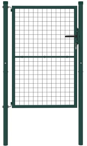 Outsunny Portillon de jardin en acier 97 x 175 cm portail de jardin avec serrure, clés et poignée, décoration en flèche, portillon de patio extérieur, vert