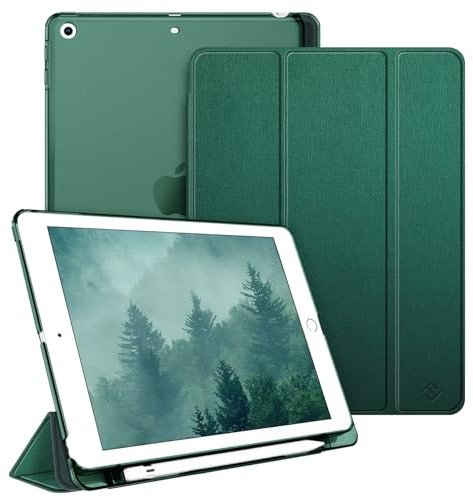 Fintie Funda para iPad de 9,7 pulgadas 2018/2017 con soporte para lápiz, ultrafina, superligera, con parte trasera transparente, funda para iPad 6ª y 5ª generación, apagado automático/despierto, verde