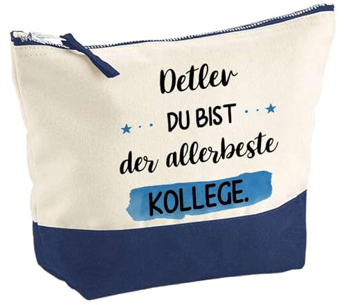 Großer Kulturbeutel Detlef allerbeste Kollege- Kulturbeutel & Waschtasche praktisches Geschenk für Kollege zum Ruhestand Abschied Geburtstag oder Secret Santa