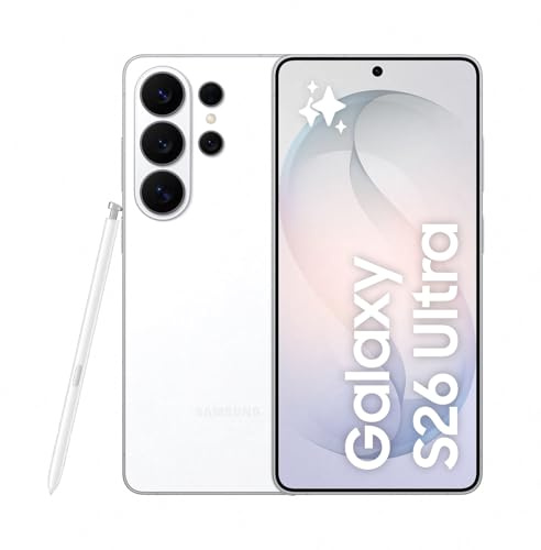 Samsung Galaxy S26 Ultra AI Phone, Privacy Display, Snapdragon AP, 200MP Camera, 12 GB Memory, 512 GB Storage, 5000 mAh Battery, Galaxy AI, White, 3 Year Extended Warranty (UK Version)