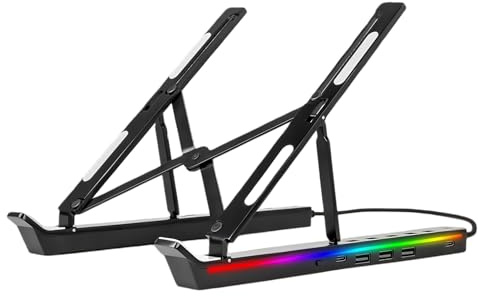 Laptop-Docking-Ständer, Faltbarer USB-Tablet-Halter, RGB-Laptop-Ständer und, für Schreibtisch, Computer, Monitor, Display, Büro, Zuhause, Arbeit, Aufladen