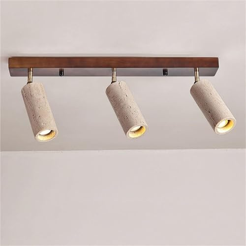 Wabi Sabi Unterputz-Deckenleuchte, 3-flammig, Gelber Travertin-Strahler, Industrielle Deckenleuchte For Den Innenbereich, Naturstein, Vintage-Kronleuchter, Leuchte For Flure, Flur, Hotel(Walnut)