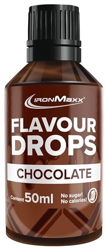 IronMaxx Flavour Drops - Schokolade 50ml | kalorienfrei & zuckerfrei | vegane Aromatropfen zum süßen von Lebensmitteln | praktischer Tropfer-Verschluss