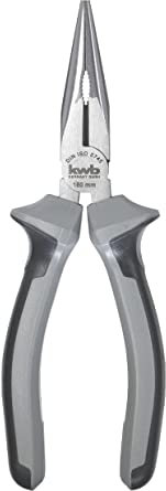 kwb Profi Flachrund-Zange/Flach-Zange 160 mm nach DIN ISO 5745, gerade Form, Schneidkanten induktiv gehärtet