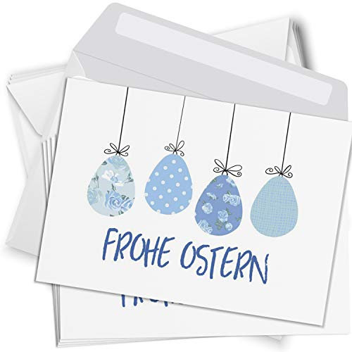 Einladungskarten Manufaktur Hamburg 10 Postkarten zu Ostern mit Umschlägen im Set - Osterkarten modern Frohe Ostern Eier Vintage Modern Osterpostkarten