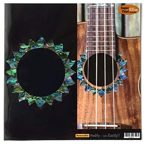 Inlaystickers für Tenor Ukulelen - Schallloch Rosette/Purfling - Sun - Abalone Blau, UKR-304SP-AB-T