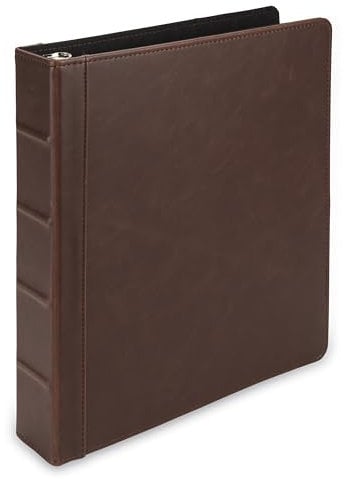 Samsill Vintage Hardback Book Binder/Professional Binder Organizer/Planner Binder / 1.5 Inch 3 Ring Binder/Dark Brown (No Zipper, Letter Size)