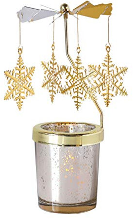 Holibanna rotierenden Kerzenhalter Weihnachten drehen Schneeflocke Teelicht Gold Kerzenhalter Dekoration (Schneeflocke)