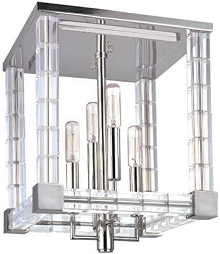 Casa Padrino Designer Deckenleuchte Silber/Antik Messing 29 x 29 x H. 36 cm - Moderne Kristallglas Deckenlampe - Luxus Lampen