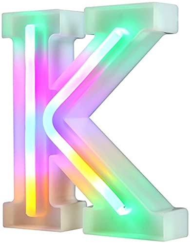 Nordstylee - Lettres fluorescentes à LED pour mur, fête d'anniversaire, Noël, décoration de mariage K