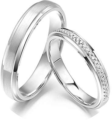 KnSam Platin Ringe Matt Goldringe Gold EIN Paar Ringe Paarpreis Ringe Set Silber