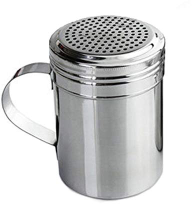 1/2 pieza de acero inoxidable harina salero, con mango, barbacoa en polvo botellas de sal con desmontable, para chocolate, polvo de azúcar, azúcar, sal, cacao, harina, café, acero, 1 unidad., L