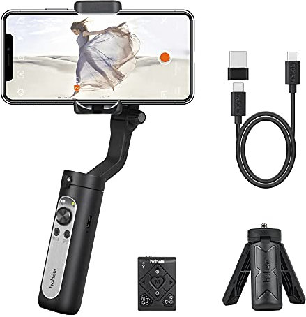 hohem 3 - Axis Smartphone Gimbal Stabilizer Upgrade Version 2021 Handheld Phone Gimbal w/Moment Auto Inception Face Traking Time-lapse Mode for iPhone 12/11/X/Max/Samsung Android
