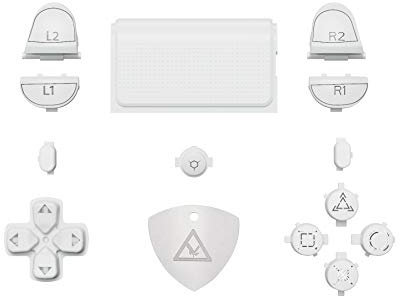 eXtremeRate DIY-Symbol Knöpfe Set für ps4 Controller JDM-040 050 055, Ersatz D-Pad/Triggers/Touchpad/ps/Share/Option Buttons Tasten für ps4 DTFS LED Kit-Controller Nicht enthalten(Schnee Weiß)