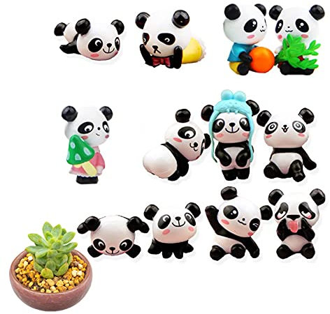 12 Pièces Paquets Pandas Mignons, Mini Panda Cake Décoration, Mini Animal Miniature Panda Décoration, Décorations de Gâteau Panda, pour Les Gâteaux, la Maison (Noir et Blanc)