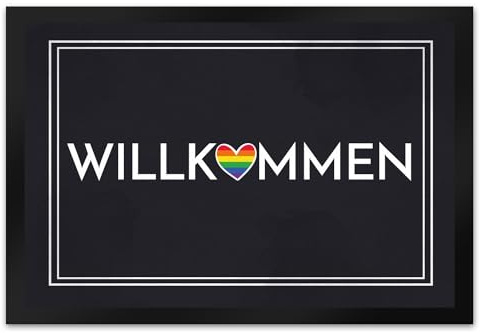 speecheese Willkommen Fußmatte XL in 40x60 cm mit Buntem Regenbogen-Herz Symbol der Schwulen- und Lesbenbewegung Stolz Gleichberechtigung Freiheit