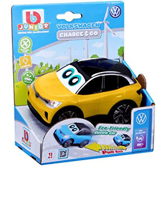BBJunior Charge 'N Go VW - Electric Car: Spielzeugauto mit Press and Charge Möglichkeit, ab 12 Monaten, mit Licht, 13,5 cm, blau (16-81803)