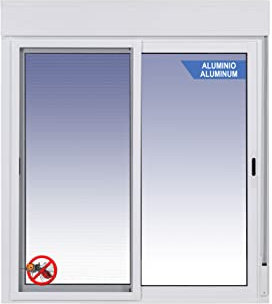 Ventanastock Ventana Aluminio 1200x1155 Corredera 2 hojas con persiana de PVC y mosquitera