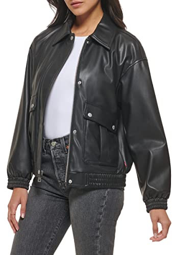 Levi's Veste Bomber légère en Cuir synthétique pour Femme, Noir, XS