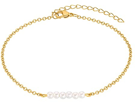 Heideman Fußkette Damen Gesy Edelstahl mit Perle poliert | Schöne Geschenkidee für Freundin oder Mama zum Geburtstag, nickelfrei, pflegeleicht, ideal für Strand und Sommer