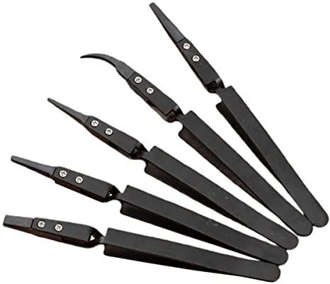 Housoutil 5pièces Pince à Épiler Plastique Multi-usages Pince De Précision Courbée Résistante Chaleur Et Isolante