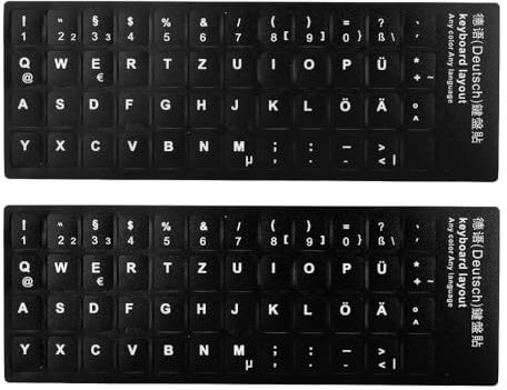 Tastatur Aufklebe, 2pcs Universeller Tastaturaufkleber MIT Verschiedene Sprachen for Mac Laptop (German, Black)