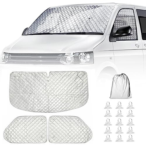 Thermomatte Fahrerhaus passend Kompatibel mit VW T4, Sonnenschutz Faltbar Innen Frontscheibenabdeckung, Thermomatten Fahrerhaus Temperaturkontrollschutz Verdunkelungsfenster Frontscheibenabdeckung