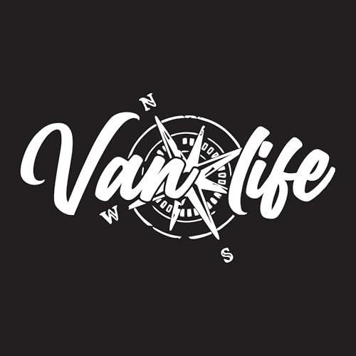 Aufkleber Van Life Kompass Deko – Set Aufkleber Van Life Camping – Aufkleber Auto Motorrad Camping – Aufkleber Kompass Camping Van (30 x 16 cm, weiß)