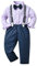 Volunboy Bimbo Neonato Completini e Coordinati Gentiluomo, Camicia Fiocco e Bretelle Pantaloni 4 Pezzi(12-18 mesi,Viola Puro,Taglia 80)