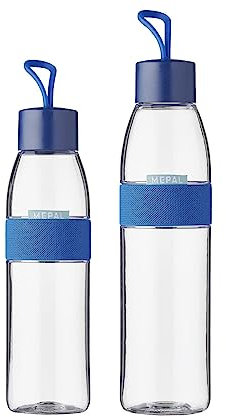 Mepal – Duo Pack Trinkflasche Ellipse Vivid Blue – 500 & 700 ml Inhalt – auch für kohlensäurehaltige Getränke – bruchfestes Material - auslaufsicher - Spülmaschinengeeignet
