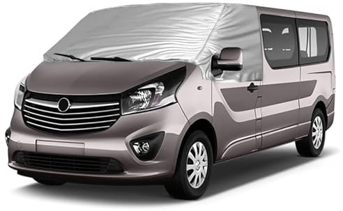 Opaltool Externe Thermo Scheibenabdeckung für Opel Vivaro Renault Trafic FIAT Talento NV300 2014-2023, Luxus Silber Wrap, Faltbare Frontscheibenabdeckung Winter Sommer Scheibenfrostschutz Abdeckung