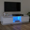 vidaXL High Gloss White TV Cabinet with LED Lights, Engineered Wood and Tempered Glass, Ideal for Living Room or Bedroom, 120x30x35.5 cm