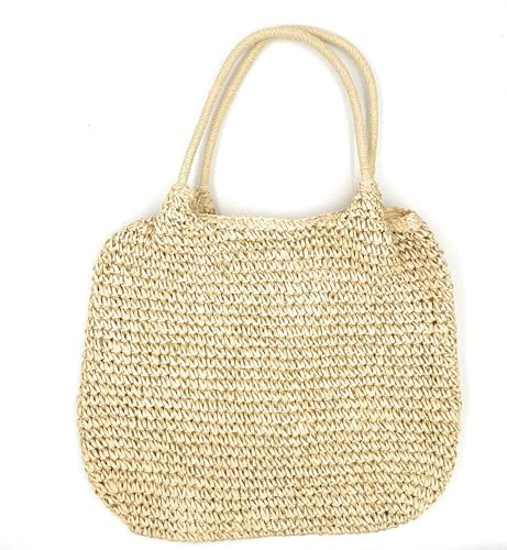 stylx Korbtaschen UNI Damen Stroh Umhängetasche Mori EIN-Schulter-Strohsack Handgewebte Basttasche Korbtasche Sommer Strand Geldbörse Frauen Weben Handtasche für Arbeit Reise Outdoor (beige)