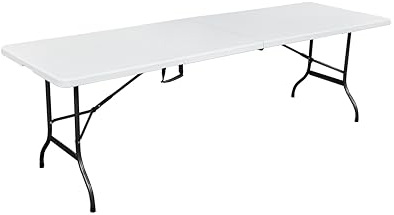 METRO Professional Mesa de Banquete Plegable, 243 x 75 x 73 cm, Tablero HDPE Blanco, Estructura de Acero, Capacidad 200 kg