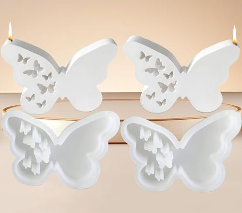 2 Pièces Moules en Silicone pour Papillon,Moules en Plâtre pour Papillon,Moules en Plâtre pour Papillon de Pâques,Moules en Silicone pour Bougie Aroma Stone Soap Soy Wax Candle DIY,Crafts