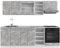 Vicco Küchenzeile R-Line, Küchenblock, Beton/Weiß, 240 cm, AP Anthrazit