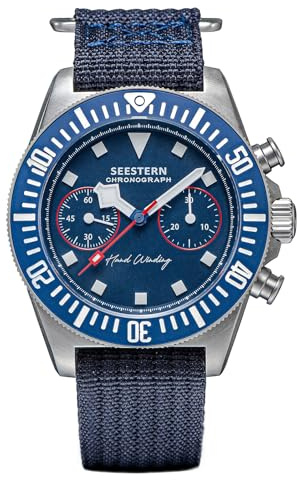 Sugess Seestern Seagull ST1901 Yacht Race Chronograph Saphir 1963, 41 mm, Blau, blau, Armband