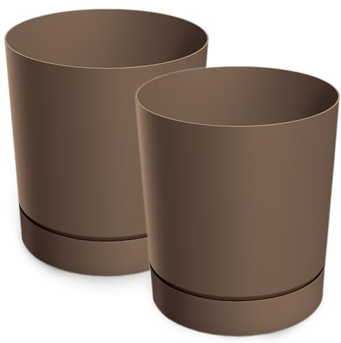 PECZEKO Blumentopf matt, Pflanzkübel aus Übertopf Kunststoff Dekorativer Topf für, groß und klein Pflanzen, 2er-Set blumenkübel, blumenkübel kräutertopf (2 Pack) Rustikaler Ziegelstein, ø 30 cm