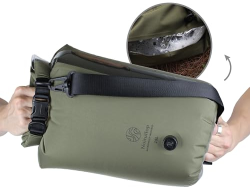 Noitullop Washbag Portable Washing Machine - 15L Fully Waterproof Dry Bag - Lightweight Compact Nylon Washing Machine - Portable Manual Clothes Washer Laundry Bag (Olive)