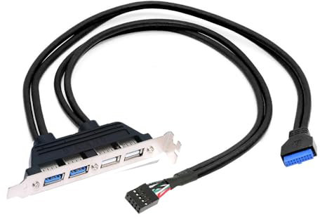 cablecc Câble de montage interne USB 2.0 et USB 3.0 à quatre prises femelles vers 9 broches, 19 broches, 20 broches, avec support PCI 50 cm