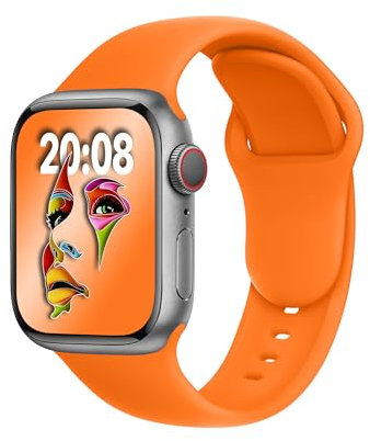 ELETTRONEO SBC1 Straps for Apple Watch Band Silicone series Ultra 2 49mm, Series 10 46mm, 9 8 7 45mm 41mm, SE 6 5 4 44mm 40mm, 3 2 1 42mm 38mm Men Women iWatch, Orange