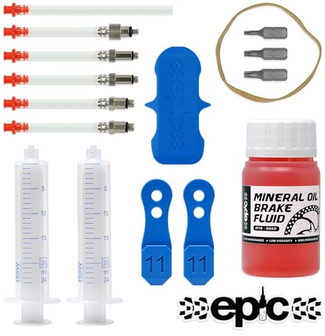 epic Entlüftungs-Set für Clarks Bremsen und Mineralöl, passend für M2, Clout, CRS, React & Sync, exklusives 2-Kolben- und 4-Kolben-Entlüftungsblock-Set (100 ml Mineralöl)